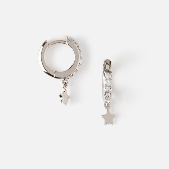 Hovedbilde Orelia Stardrop Hoops Silver