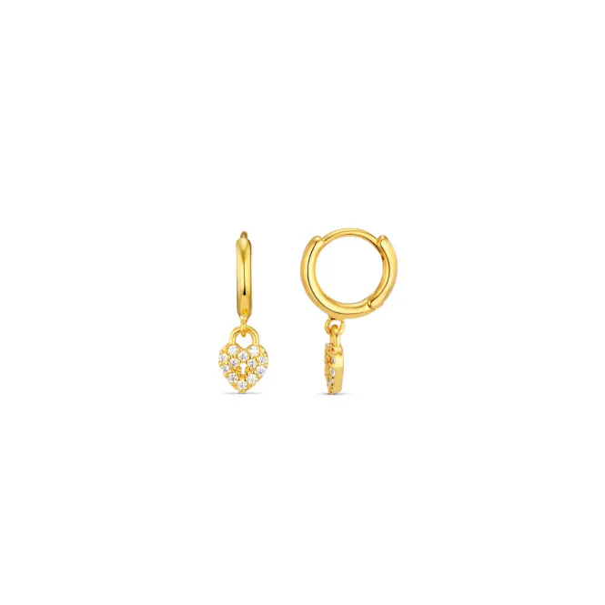 Hovedbilde Orelia Pave Heart Locket Micro Hoop Earrings